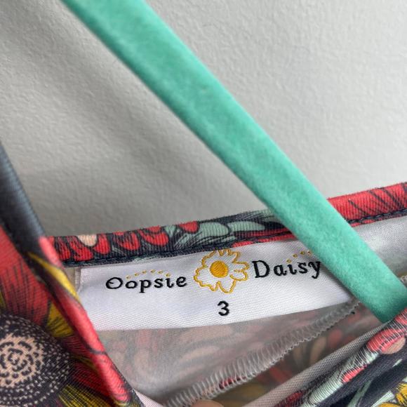 Oopsie Daisy Toddler Girls 3 Multicolor Red Gray Yellow Floral High-Low Dress - Picture 6 of 8